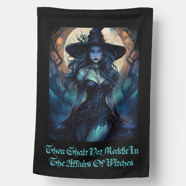 Thou Shalt Not Meddle — Moonlit Witch House Flag (Front)