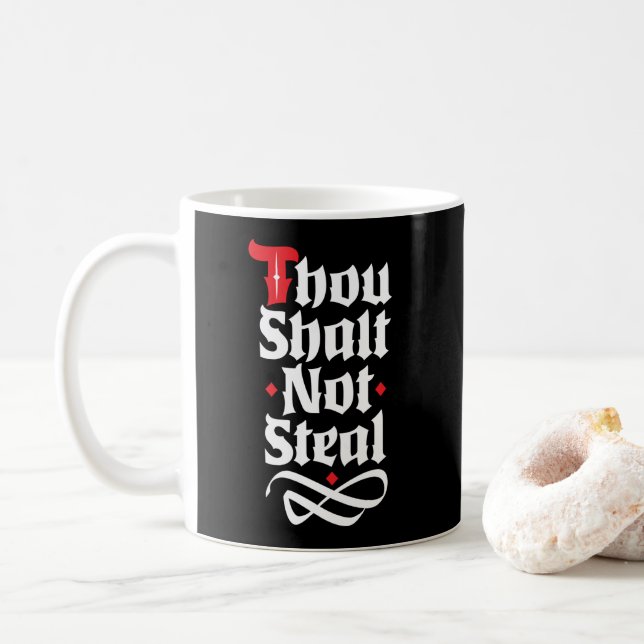 Thou Shalt Not Steal  Funny Christian Protection Coffee Mug (With Donut)