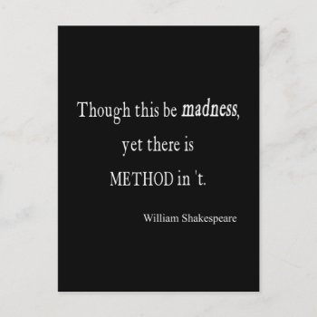 Though Be Madness Yet Method Shakespeare Quote Postcard by Coolvintagequotes at Zazzle
