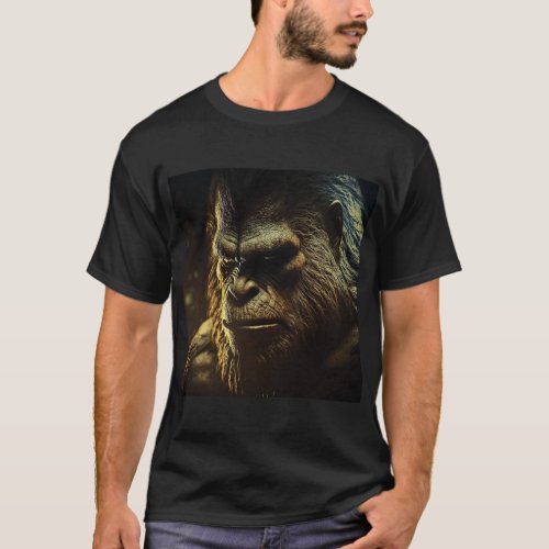 Thoughful Mysterious BIGFOOT at Night _ Realistic T_Shirt