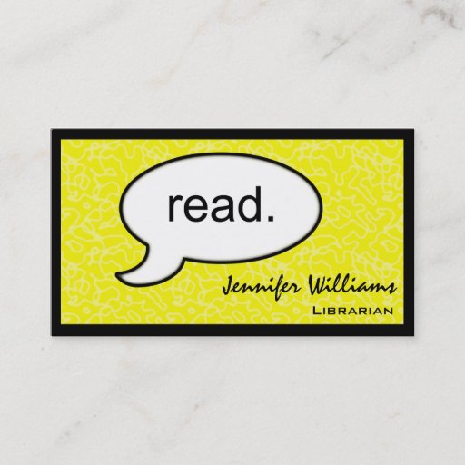 Customizable Thought Cloud Read Librarian Business Card
