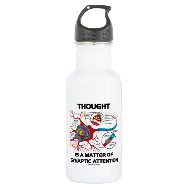 Thought Is A Matter Of Synaptic Attention (Neuron) Water Bottle (Front)