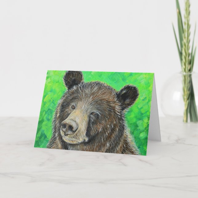 Thoughtful Brown Bear Painting Card (Front)