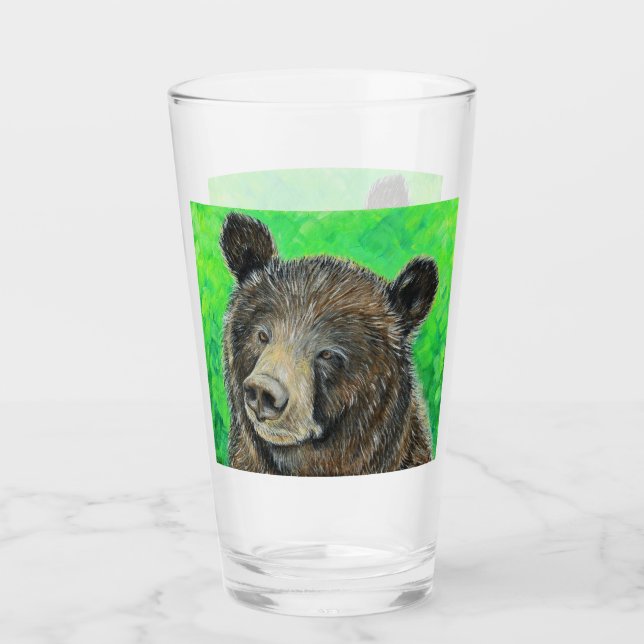 Thoughtful Brown Bear Painting Glass (Front)