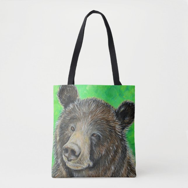 Thoughtful Brown Bear Painting Tote Bag (Front)