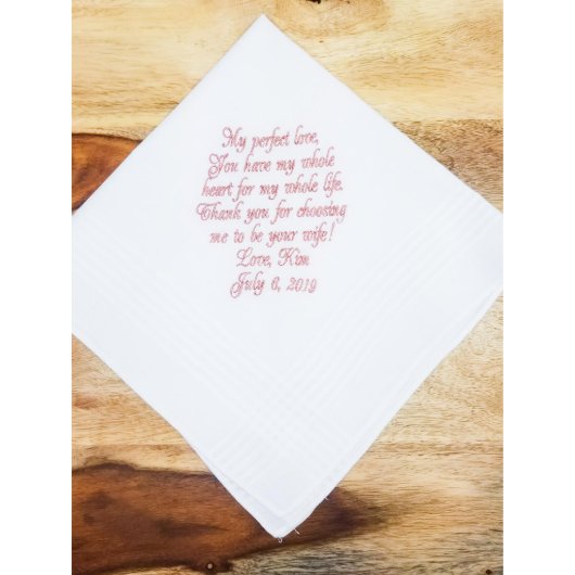 Thoughtful Embroidered White Handkerchief (Front)