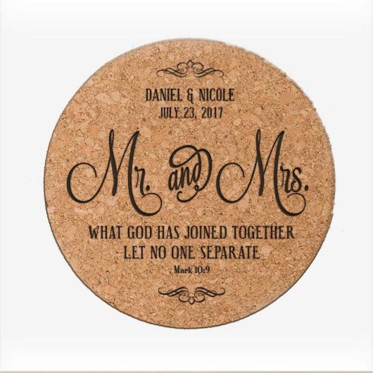 Thoughtful Engraved Anniversary Cork Trivet (Front)
