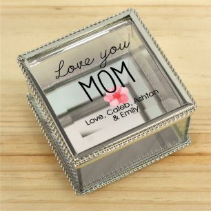 Thoughtful Engraved Floral Glass Jewelry Box