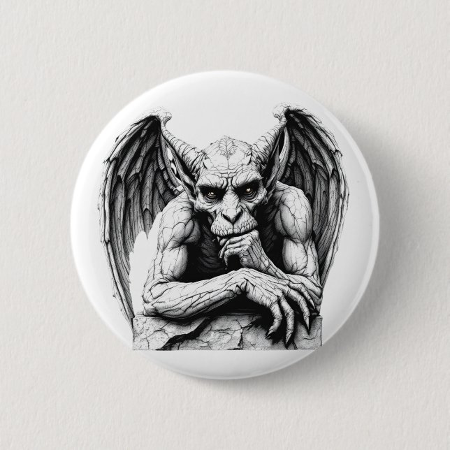 Thoughtful Gargoyle Button (Front)