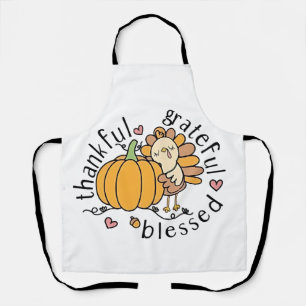 Thoughtful Grateful Blessed Thanksgiving Funny Apron