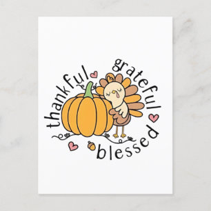 Thoughtful Grateful Blessed Thanksgiving Funny  Holiday Postcard