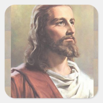 Thoughtful Jesus Christ Stationary Envelope Square Sticker by Frasure_Studios at Zazzle
