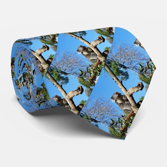 Thoughtful Koala Bear In A Tree, Neck Tie (Rolled)