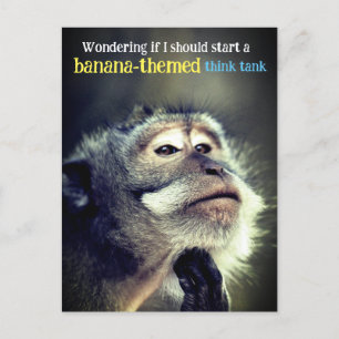 Thoughtful monkey thinking funny quote holiday postcard