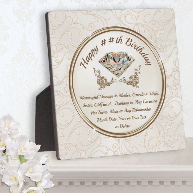 Thoughtful Personalized for Her, Custom Birthday Plaque (Sentimental birthday gifts. Thoughtful personalized gifts for mom. Sentimental gifts for mum. 60 yr)