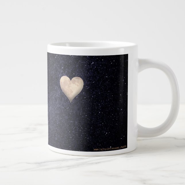 Thoughtful reminder with a heart shaped moon jumbo giant coffee mug (Right)