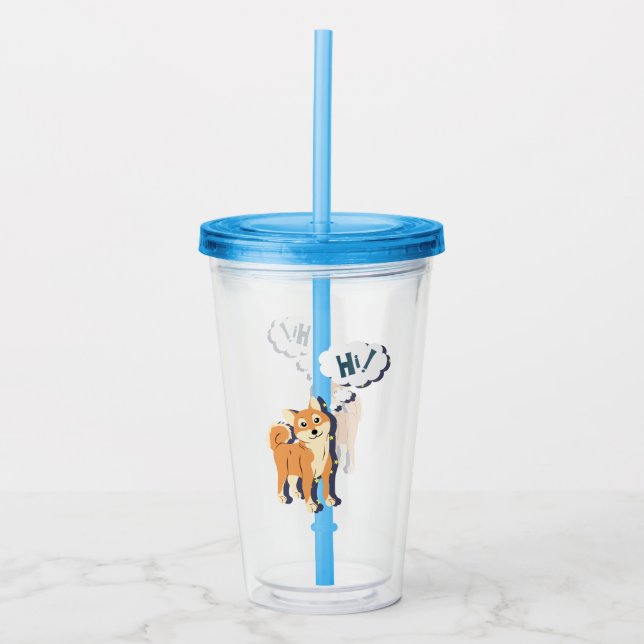 Thoughtful Shiba Inu Acrylic Tumbler (Front)