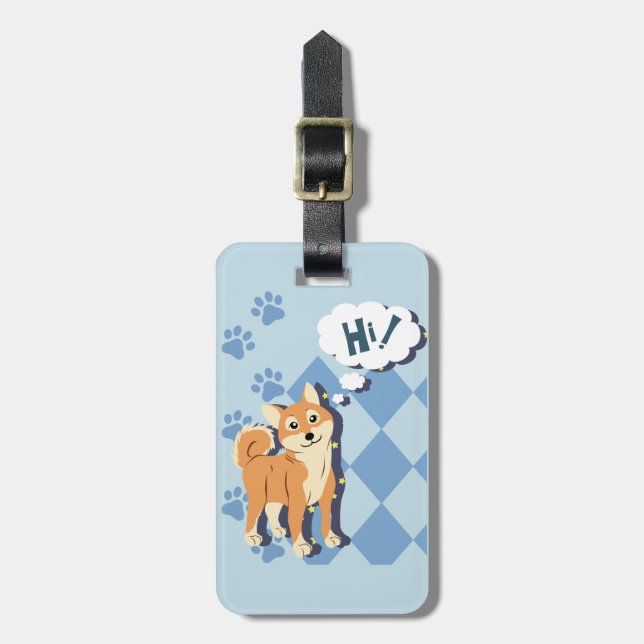Thoughtful Shiba Inu Luggage Tag (Front Vertical)