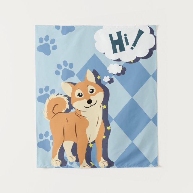 Thoughtful Shiba Inu Tapestry (Front)