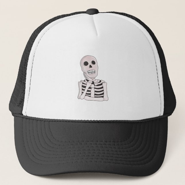 Thoughtful Skull Trucker Hat (Front)
