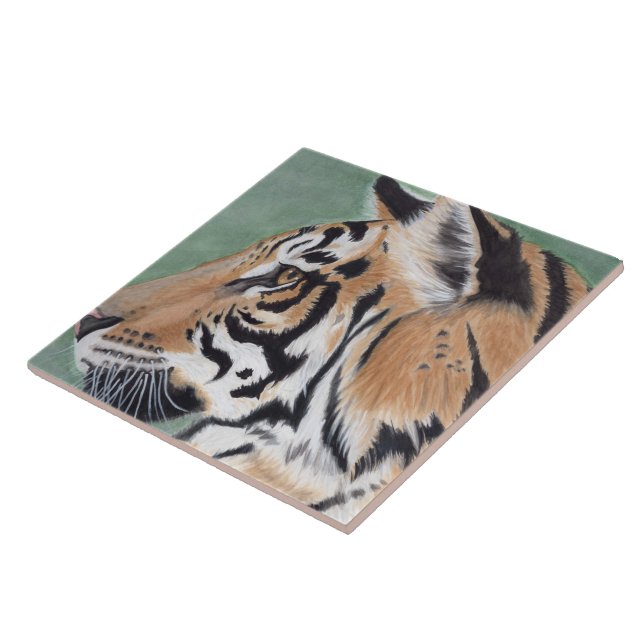 Thoughtful Tiger Wall Tile Table Trivet (Side)