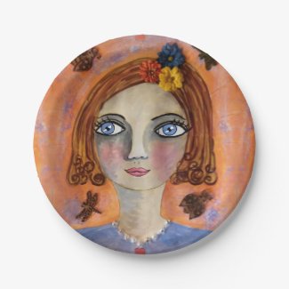 Thoughtful Whimsy Girl Paper Plates