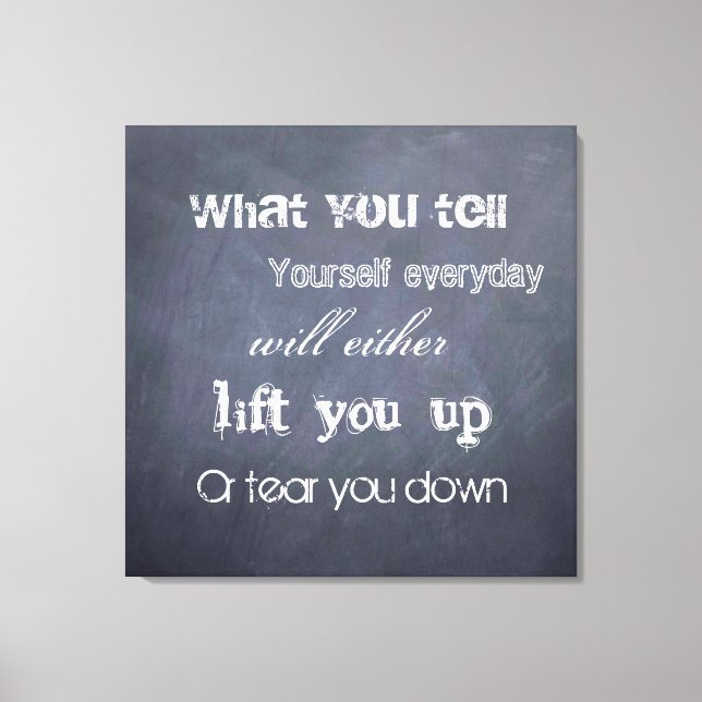 Thoughts can change life - chalkboard quote wall canvas print (Front)