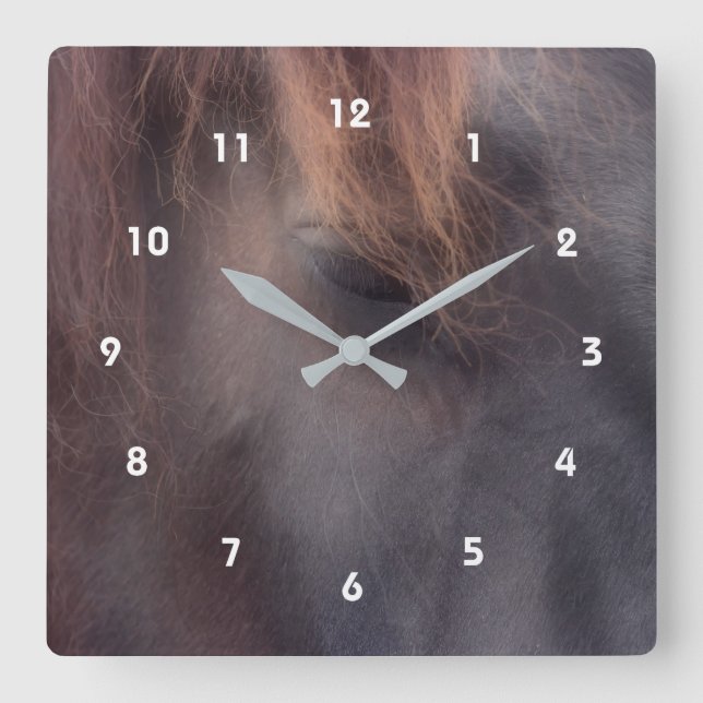 Thoughts Eye Of A Horse Animal Square Wall Clock (Front)