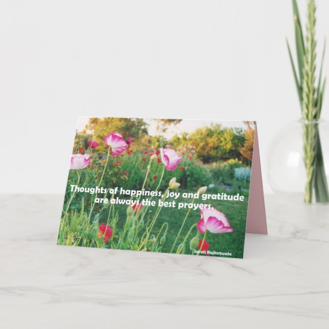 Thoughts of Happiness Floral flowers Garden Card (Front)