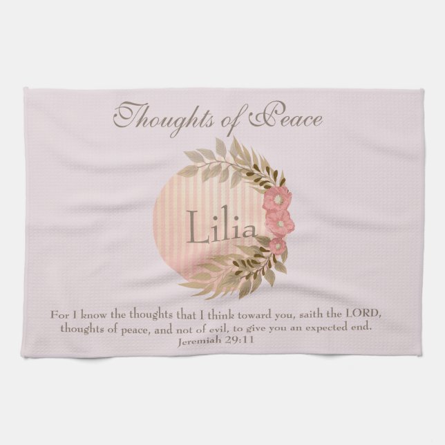 Thoughts of Peace Floral Jeremiah 29:11 Kitchen Towel (Horizontal)