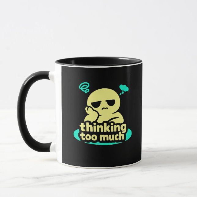 Thoughts on Repeat – Cute Overthinking Coffee Mug (Left)