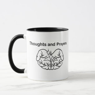 Thoughts Prayers Humor Black White Mug