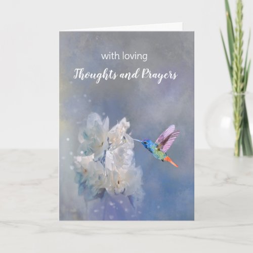 Thoughts Prayers Sympathy Beautiful Hummingbird Card