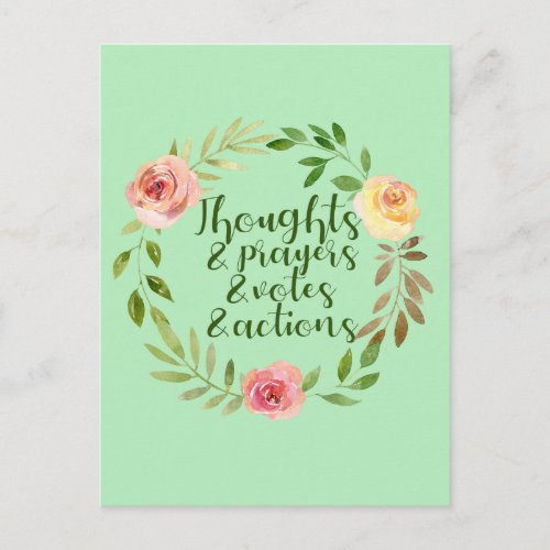 Thoughts Prayers Votes Actions Resist Postcard