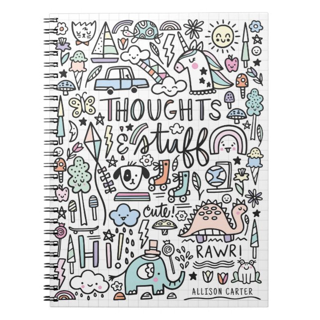 Thoughts & Stuff Cute Little Doodles Notebook (Front)