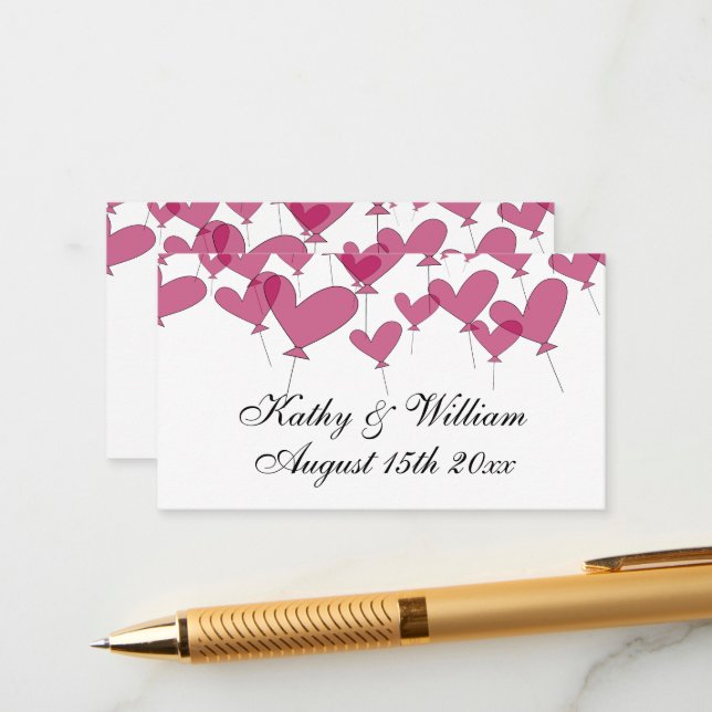 Thousand and one red heart balloons fun wedding enclosure card (Front/Back In Situ)