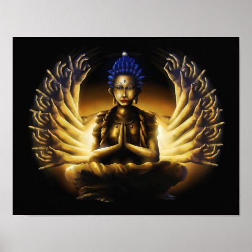 Thousand Arm Buddha _ Surreal Art Print 11x14