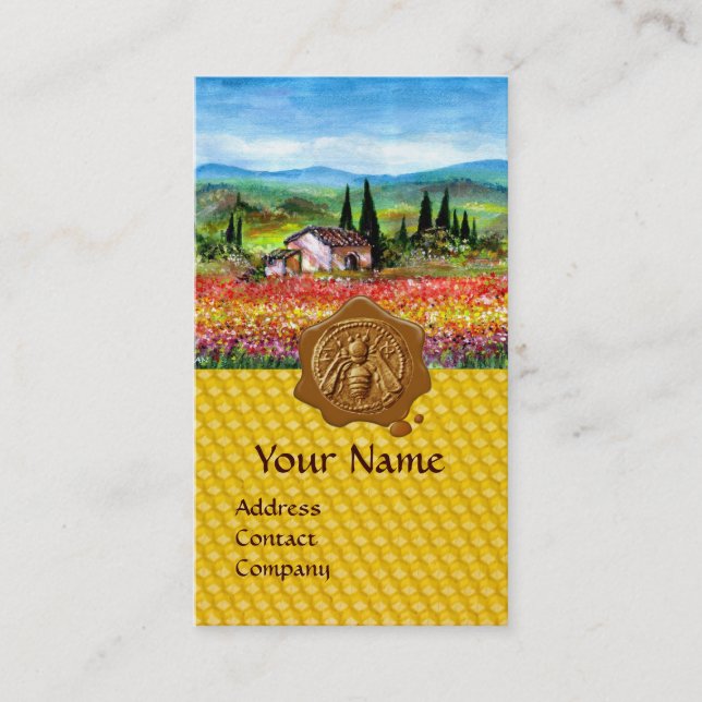 THOUSAND FLOWER FIELD,HONEY BEE WAX SEAL,BEEKEEPER BUSINESS CARD (Front)