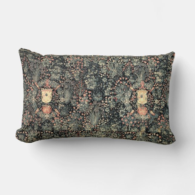 Thousand Flowers Medieval Tapestry Lumbar Pillow (Front)