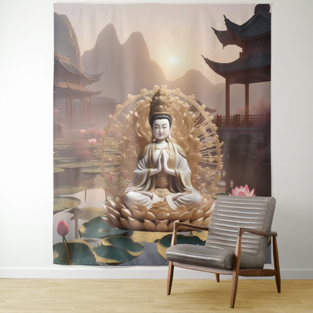 Thousand-Hand Guanyin Chinese Landscape Tapestry (In Situ)