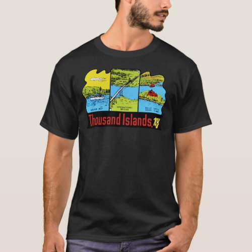 Thousand Islands New York Vintage Travel Decal Sti T_Shirt