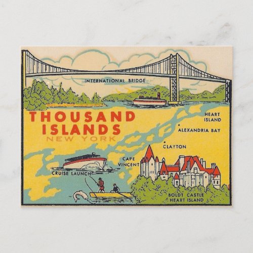 Thousand Islands New York Vintage Travel Postcard