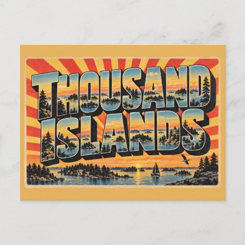 Thousand Islands ON Archipelago River Granite Art Postcard