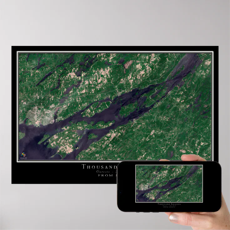 Thousand Islands Ontario New York Satellite Map Poster Zazzle   Thousand Islands Ontario New York Satellite Map Poster R636afdc819ed4212bf58e0831ede734d 92mq7 736.webp