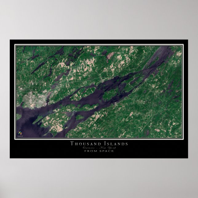 Thousand Islands Ontario - New York Satellite Map Poster (Front)