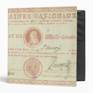 Thousand livre banknote with Louis XVI's 3 Ring Binder