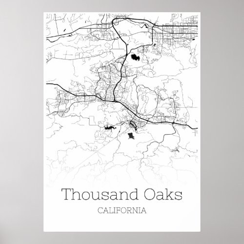 Thousand Oaks Map _ California _ City Map Poster