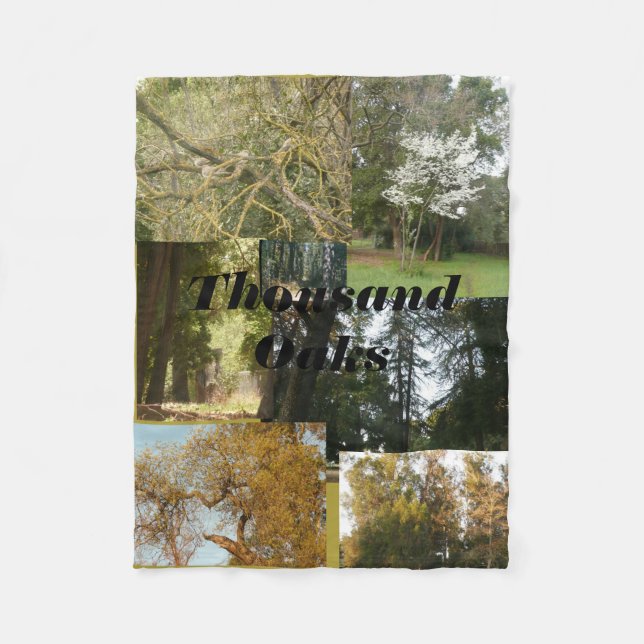 Thousand Oaks scenic with oaks and evergreens Fleece Blanket (Front)