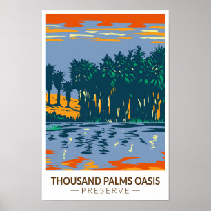 Thousand Palms Oasis Preserve California Vintage Poster