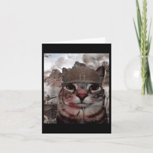 Thousand Yard Stare Funny Soldier Cat Meme In Batt Card